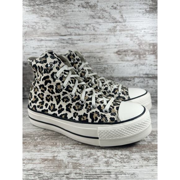 Women's Converse Chuck Taylor All Star Lift High Leopard Sneakers Sz 7 EUC! - Picture 1 of 9
